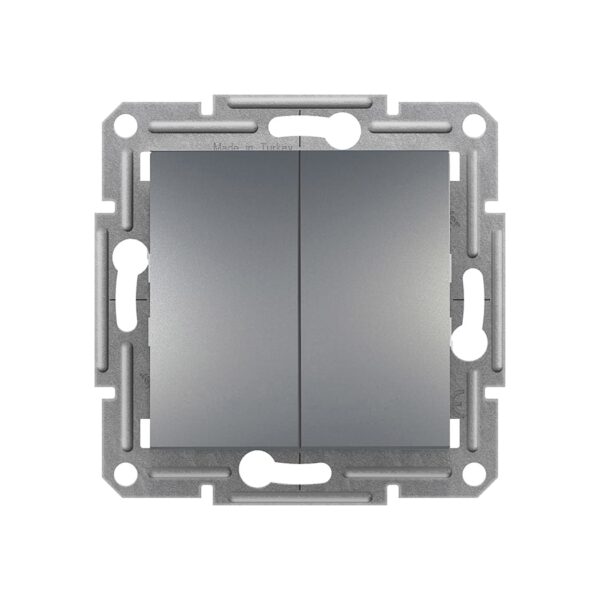 Двухклавишный кнопочный выключатель сталь Schneider Electric Asfora EPH1100162