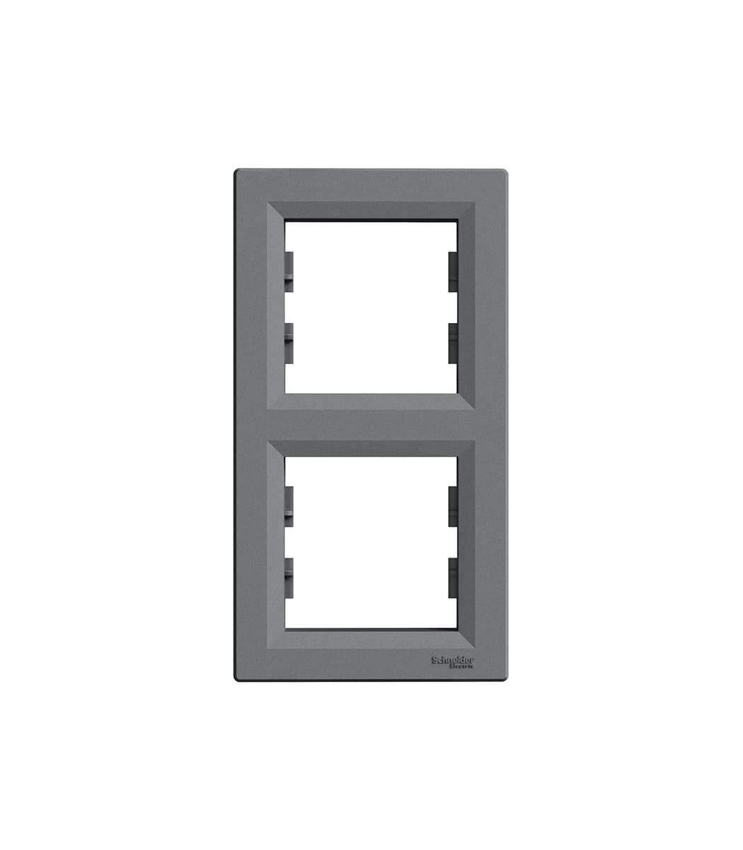 ramka-2-naya-schneider-electric-asfora-vertikalnaya-stal-eph5810262-1 Рамка 2-ная Schneider Electric Asfora вертикальная Сталь EPH5810262 - Зображення 1