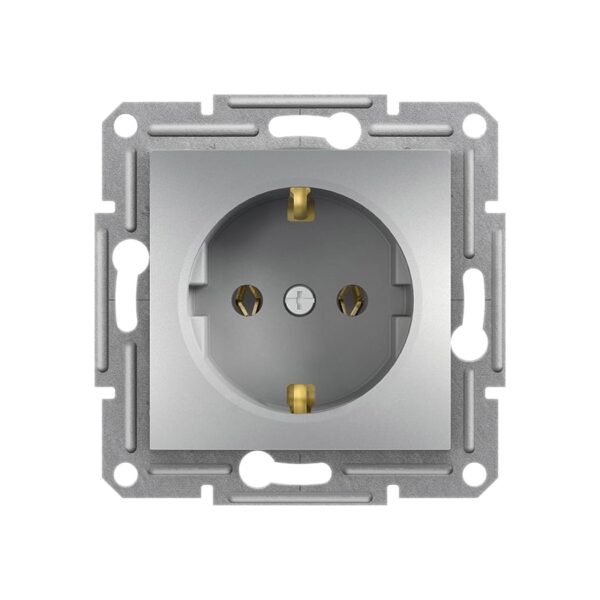 Розетка 1я с заземлением Schneider Electric Asfora Алюминий EPH2900161