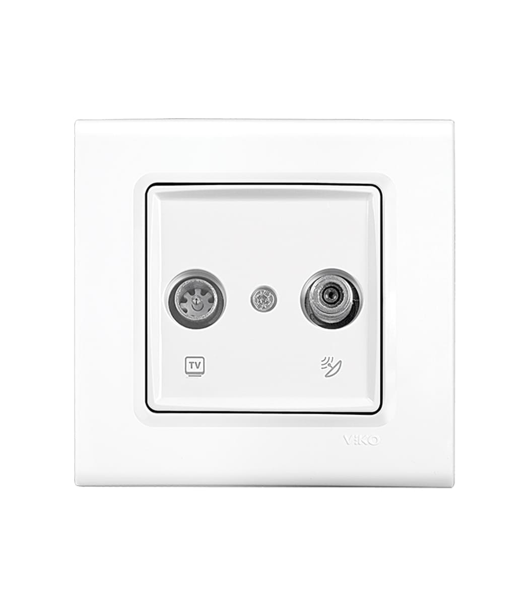 rozetka-2-tv-televiz-tvsat-viko-linnera-belyy-90400085-1 Розетка TV + SAT проходная 11 DB Viko Linnera Белый 90400087 — изображение 1