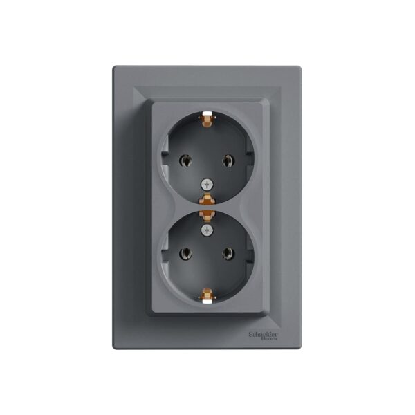 Розетка двойная с заземлением Schneider Electric Asfora Сталь EPH9900162