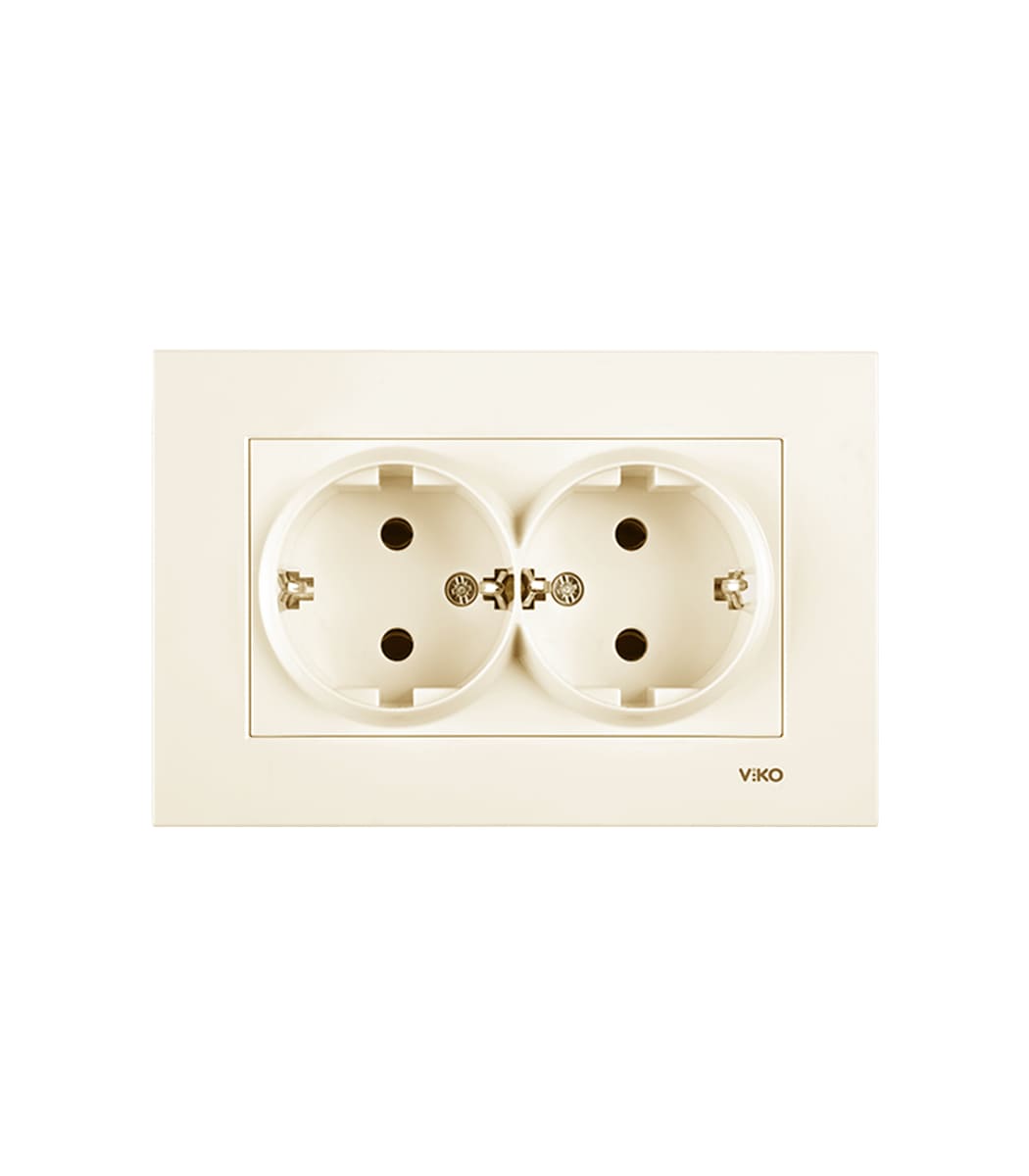 rozetka-dvoynaya-s-zazemleniem-viko-karre-krem-90960156-1 Розетка двойная с заземлением Viko Karre Крем 90960156 — изображение 1