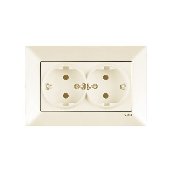 Розетка двойная с заземлением Viko Meridian Крем 90970256-WH