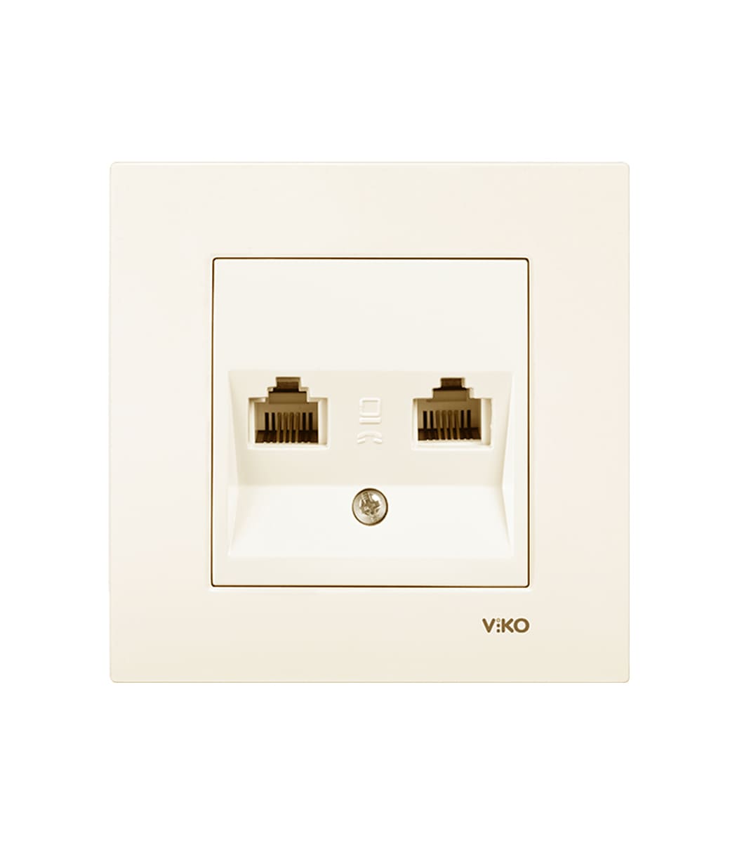 rozetka-dvoynaya-telefonnaya-viko-karre-krem-90960133-1 Розетка двойная телефонная Viko Karre Крем 90960133 — изображение 1