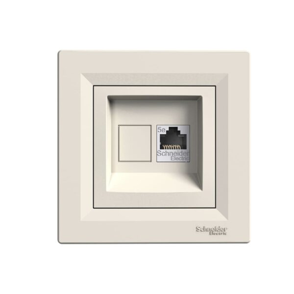 Розетка компьютерная 1-я, RJ45, кат.5е, UTP Кремовая, Asfora EPH4300123