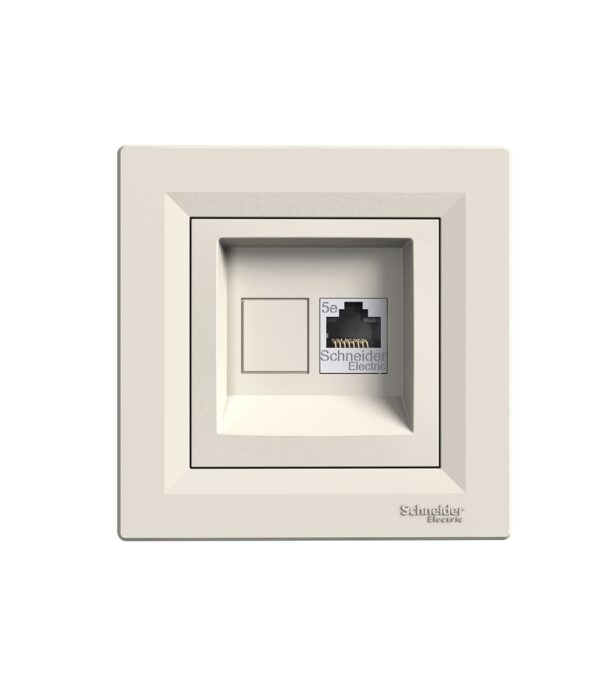 Розетка компьютерная 1-я, RJ45, кат.5е, UTP Кремовая, Asfora EPH4300123