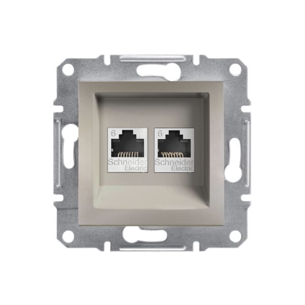 Розетка компьютерная 2-ная RJ45 cat5e UTP Schneider Electric Asfora Бронза EPH4800169