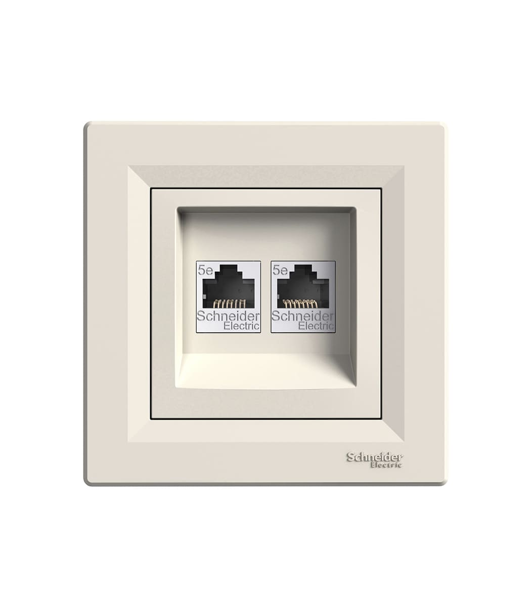 rozetka-kompyuternaya-2-ya-rj45-kat.5e-utp-kremovaya-asfora-eph4400123-1 Розетка компьютерная 2-я, RJ45, кат.5е, UTP, Кремовая, Asfora EPH4400123 — изображение 1