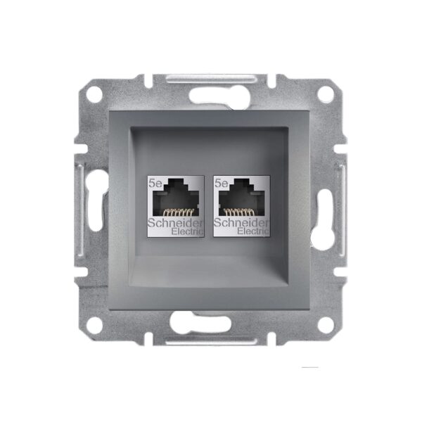 Розетка компьютерная RJ45 cat5e UTP двойная Schneider Electric Asfora Сталь EPH4400162