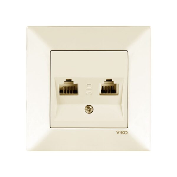 Розетка комп'ютерна + телефонна Viko Meridian Крем 90970235-WH
