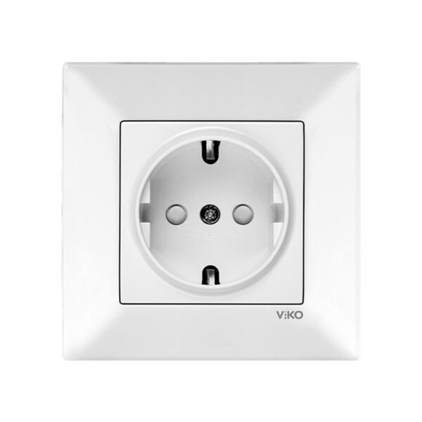 Розетка одинарная с заземлением и шторками Viko Meridian Белый 90970042-WH