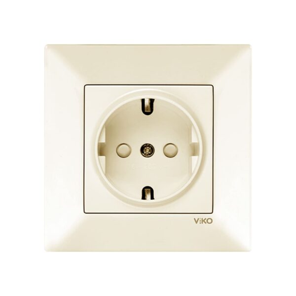 Розетка одинарная с заземлением и шторками Viko Meridian Крем 90970242-WH