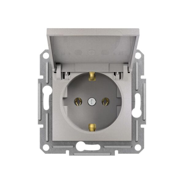 Розетка з кришкою і заземленням Schneider Electric Asfora Бронза EPH3100169
