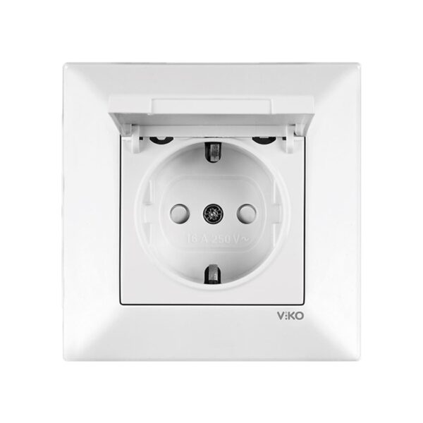 Розетка с заземлением и крышкой Viko Meridian Белый 90970012-WH