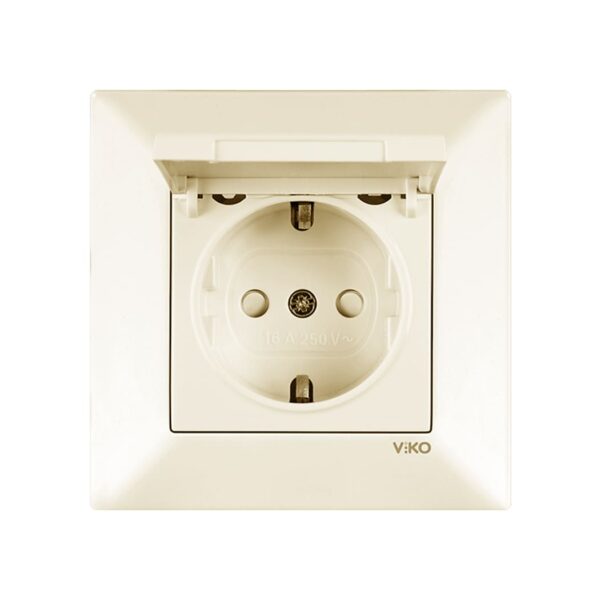 Розетка с заземлением и крышкой Viko Meridian Крем 90970212-WH