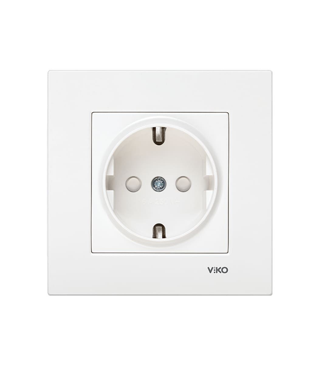 rozetka-s-zazemleniem-i-shtorkami-viko-karre-belyy-90960042-1 Розетка с заземлением и шторками Viko Karre Белый 90960042 — изображение 1