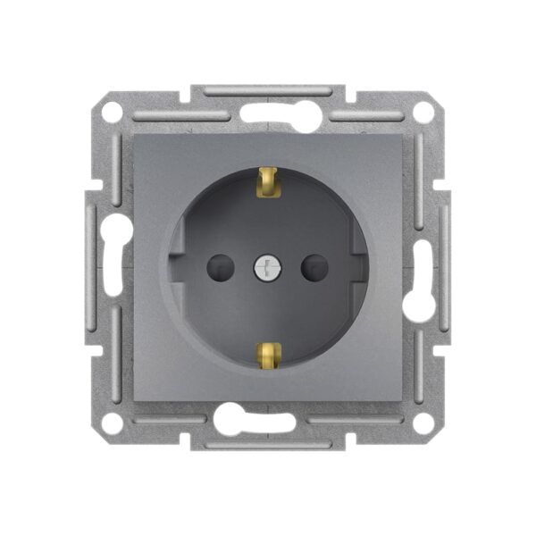 Розетка с заземлением и защитными шторками Schneider Electric Asfora Сталь EPH2900262