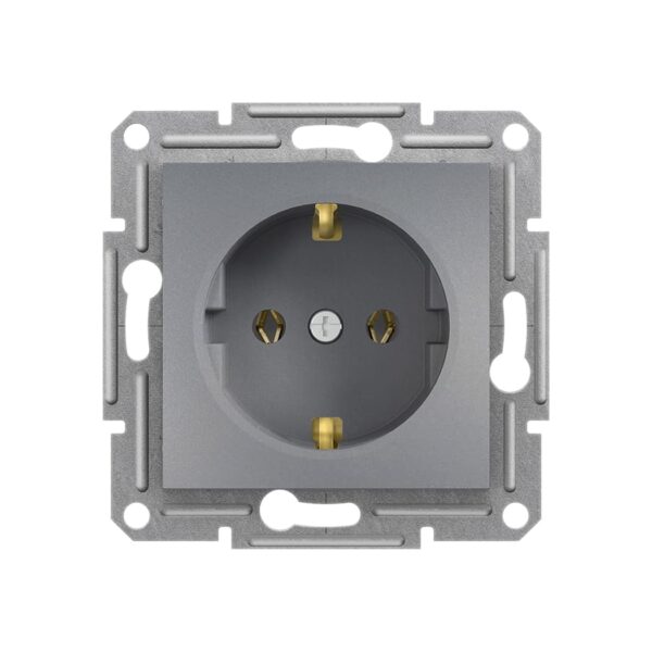 Розетка с заземлением Schneider Electric Asfora Сталь EPH2900162