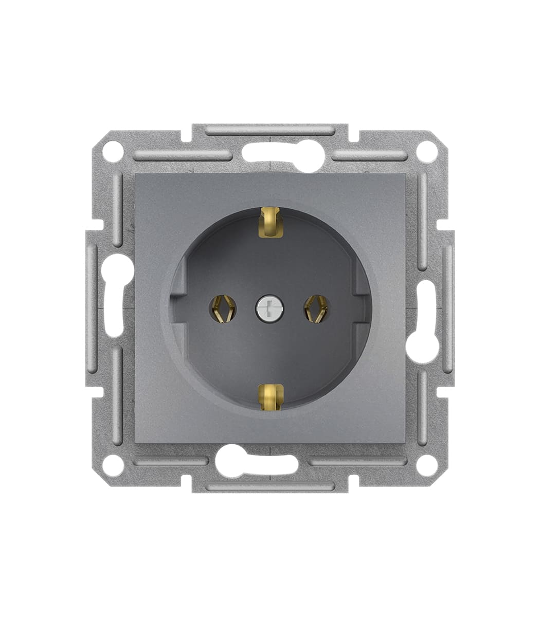rozetka-s-zazemleniem-schneider-electric-asfora-stal-eph2900162-1 Розетка с заземлением Schneider Electric Asfora Сталь EPH2900162 — изображение 1