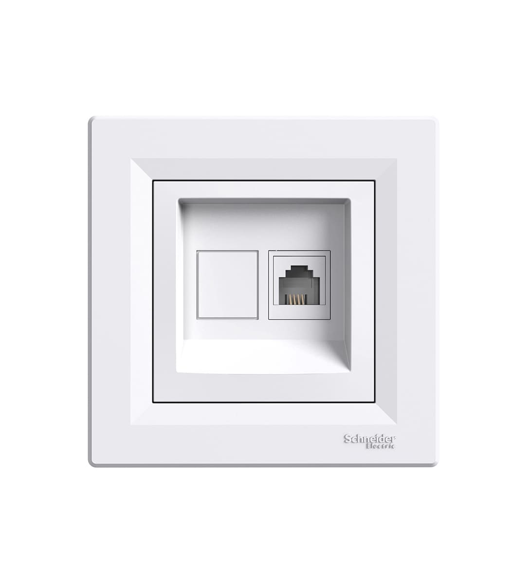 rozetka-telefonnaya-1-ya-rj11-4-kontakta-belaya-asfora-eph4100121-1 Розетка телефонная 1-я, RJ11, 4 контакта Белая, Asfora EPH4100121 — изображение 1