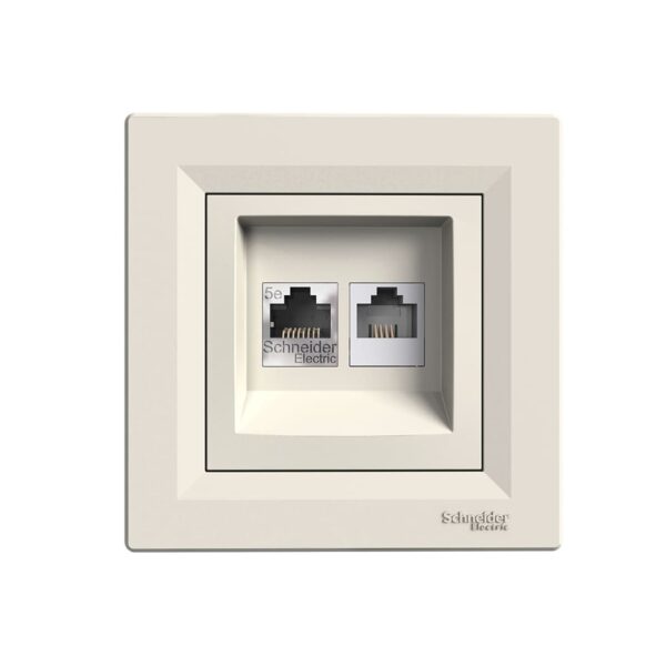 Розетка телефонна + комп'ютерна,Кремова, Asfora EPH4900123