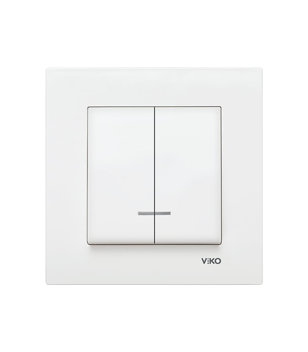 vyklyuchatel-dvoynoy-s-podsvetkoy-viko-karre-belyy-90960050-1 Выключатель двойной с подсветкой Viko Karre Белый 90960050 — изображение 1