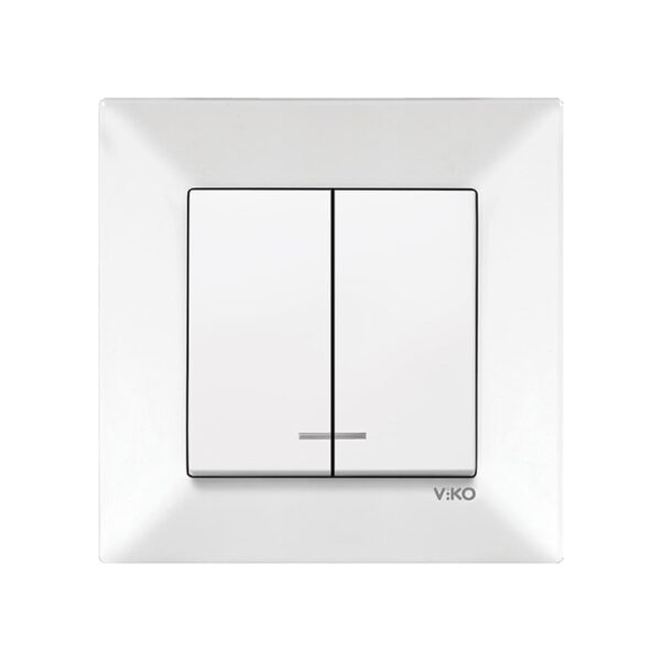 Вимикач подвійний з підсвіткою Viko Meridian Білий 90970050-WH