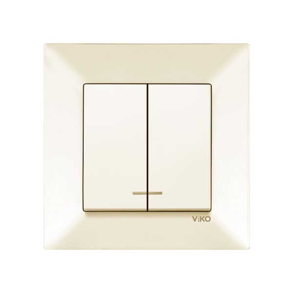 Выключатель двойной с подсветкой Viko Meridian Крем 90970250-WH