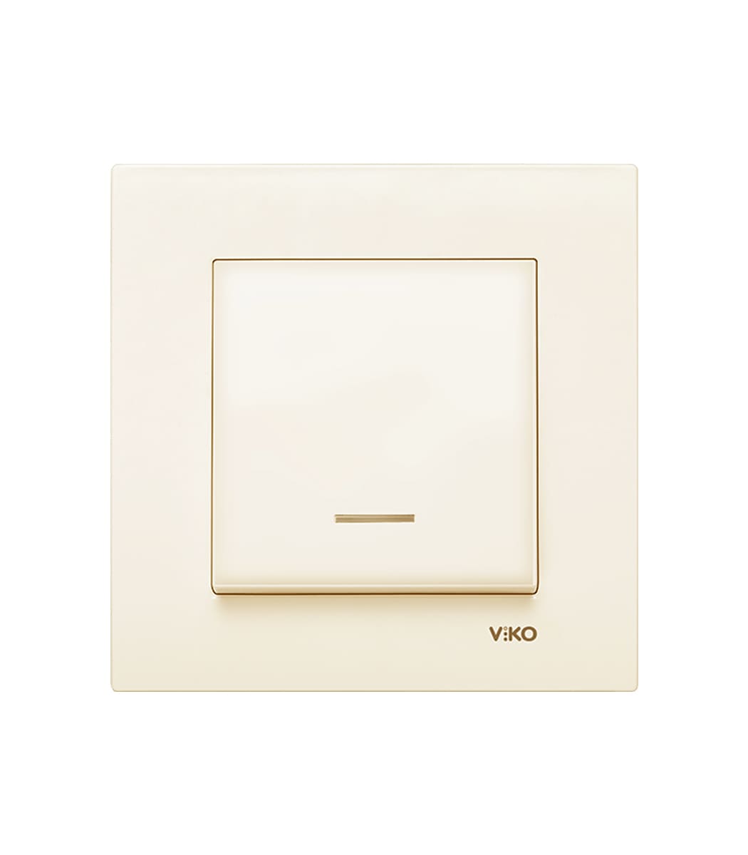vyklyuchatel-odinarnyy-s-podsvetkoy-viko-karre-krem-90960119-1 Выключатель одинарный с подсветкой Viko Karre Крем 90960119 - Зображення 1