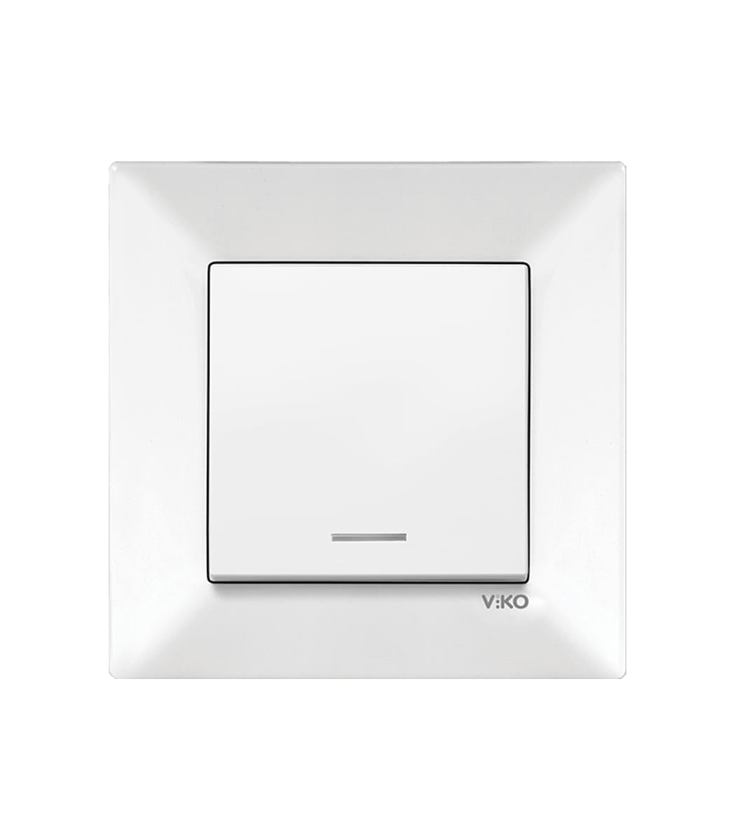 vyklyuchatel-odinarnyy-s-podsvetkoy-viko-meridian-belyy-90970019-wh-1 Выключатель одинарный с подсветкой Viko Meridian Белый 90970019-WH - Зображення 1