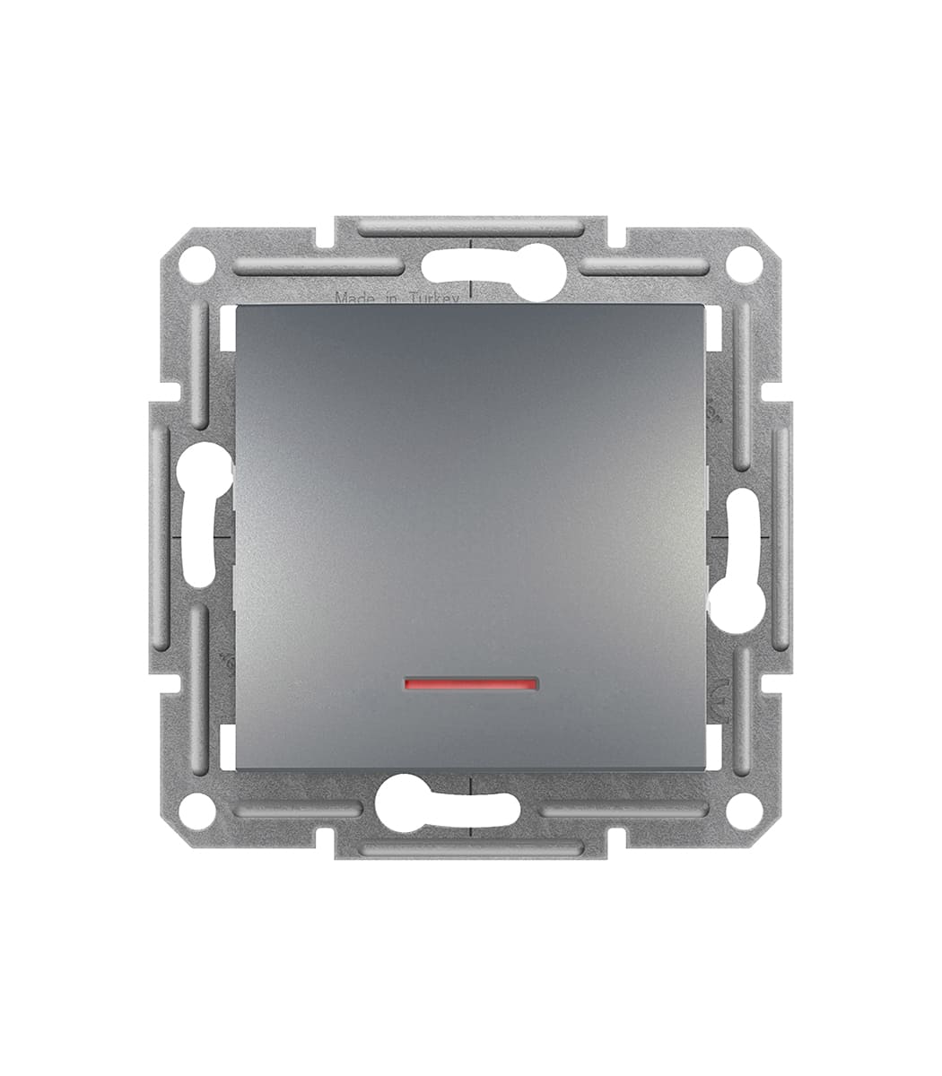 vyklyuchatel-odnoklavishnyy-s-podsvetkoy-schneider-electric-asfora-stal-eph1400162-1 Выключатель одноклавишный с подсветкой Schneider Electric Asfora Сталь EPH1400162 — изображение 1