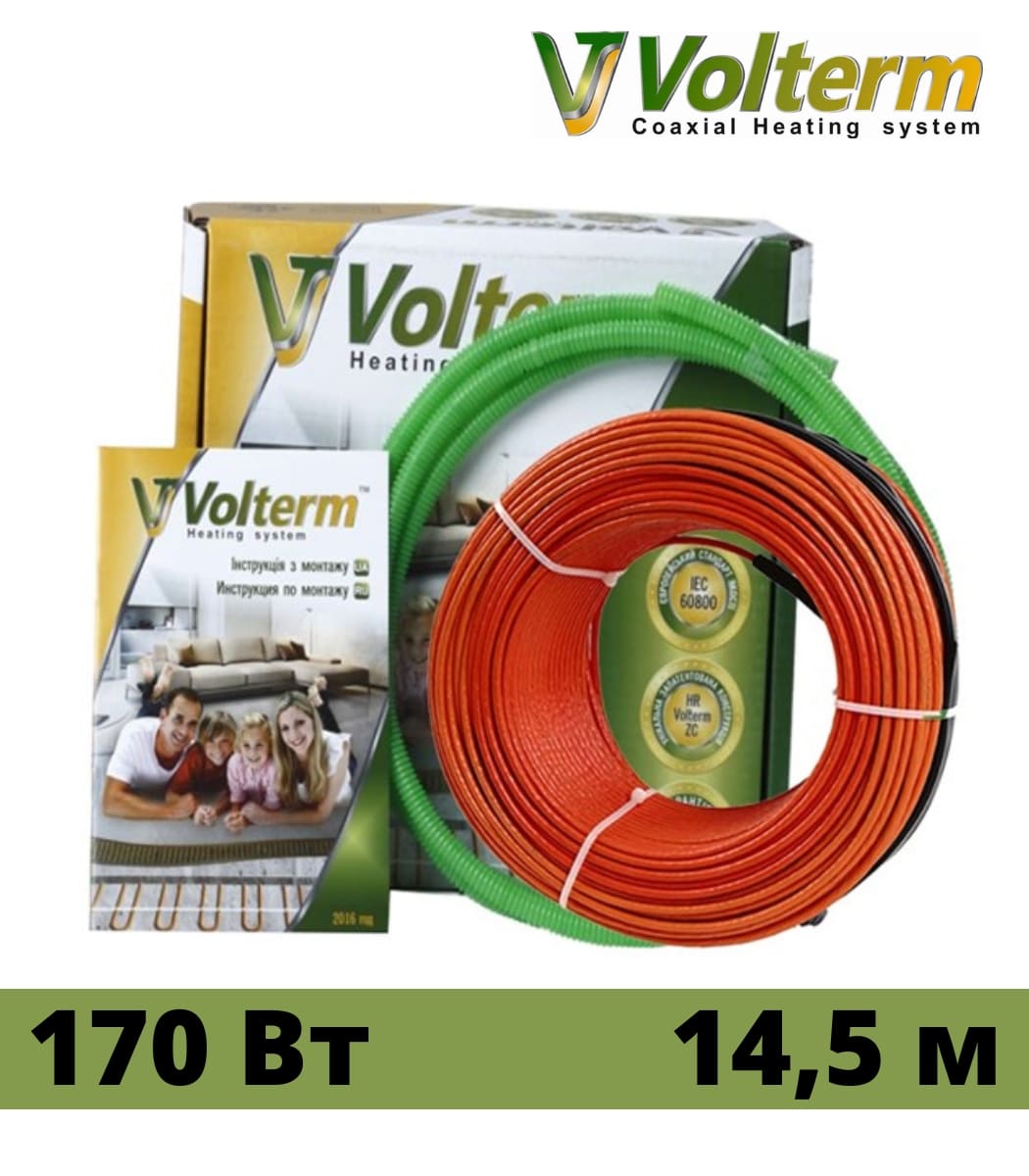 koaksialnyy-nagrevatelnyy-kabel-volterm-hr12-170-vt-145-m Коаксиальный нагревательный кабель Volterm HR12 170 Вт, 14,5 м - Зображення 1