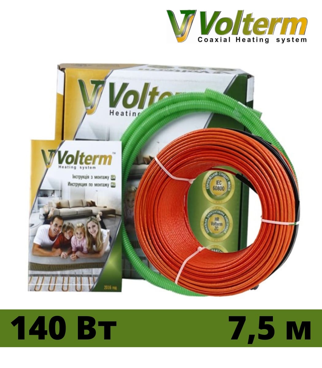 koaksialnyy-nagrevatelnyy-kabel-volterm-hr18-140-vt-7.5-m Коаксиальный нагревательный кабель Volterm HR18 140 Вт, 7.5 м — изображение 1