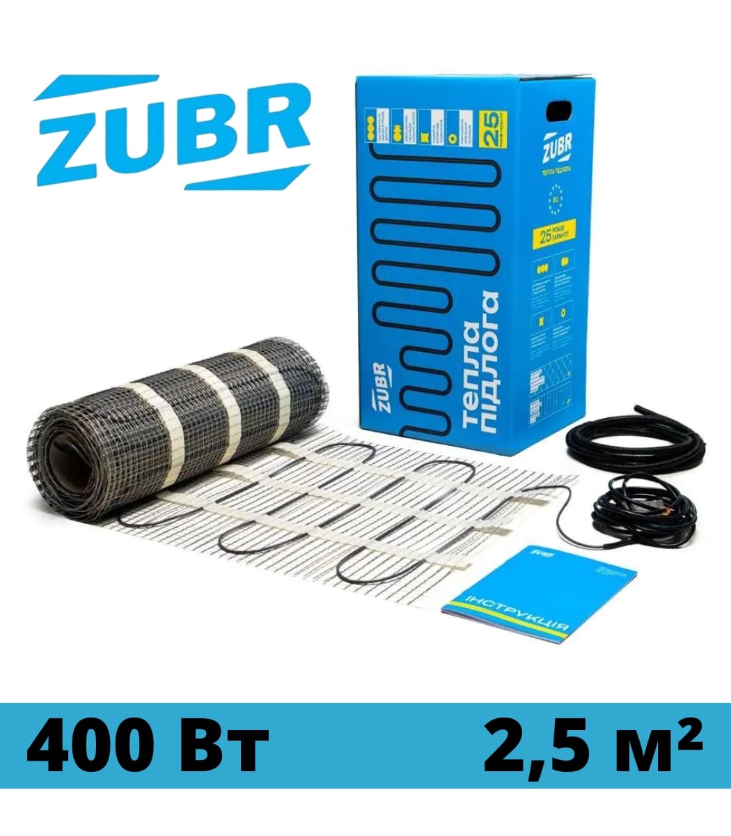 nagrevatelnyy-mat-zubr-dc-25_400vt-25-m²-1 Нагревательный мат ZUBR DC 2,5/400Вт 2,5 м² — изображение 1