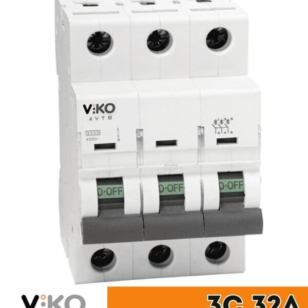 Вимикач автоматичний Viko, 3P, C, 32A, 4,5 kA 4VTB-3C32