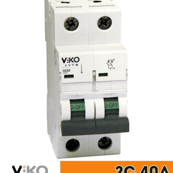 Выключатель автоматический Viko, 2P, C, 40A, 4,5kA 4VTB-2C40
