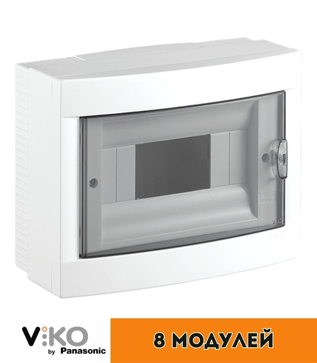 shchitok-narjunyy-8-avt-viko Бокс Viko наружный на 8 автоматов Белый 90912108 - Зображення 1