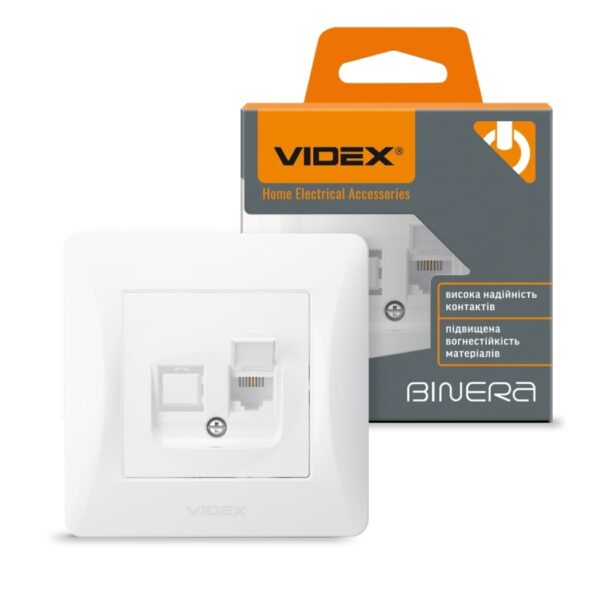 Розетка CAT3 одинарная телефонная белая VIDEX BINERA (VF-BNSK1TF3 W)