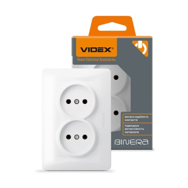 Розетка двойная белая VIDEX BINERA (VF-BNSK2-W)
