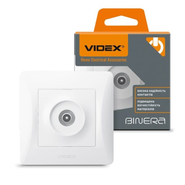 Розетка TV одинарная телевизионная белая VIDEX BINERA (VF-BNSK1TVME-W)
