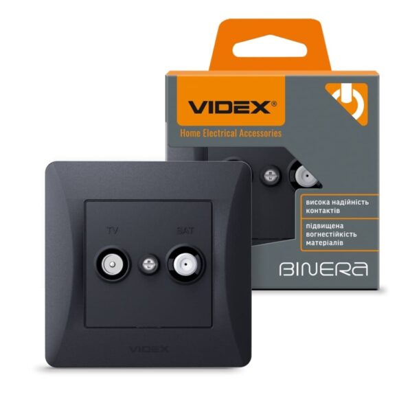 Розетка TV+SAT конечная черный графит VIDEX BINERA (VF-BNSK2TVSATE-BG)
