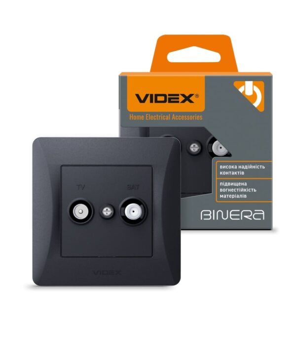 Розетка TV+SAT конечная черный графит VIDEX BINERA (VF-BNSK2TVSATE-BG)