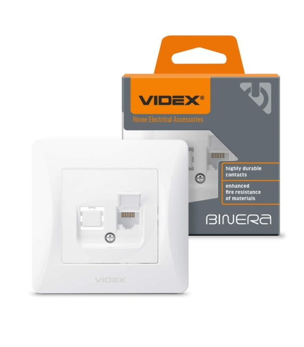 Розетка CAT6 одинарная компьютерная белая VIDEX BINERA (VF-BNSK1PC6-W) - Зображення 2