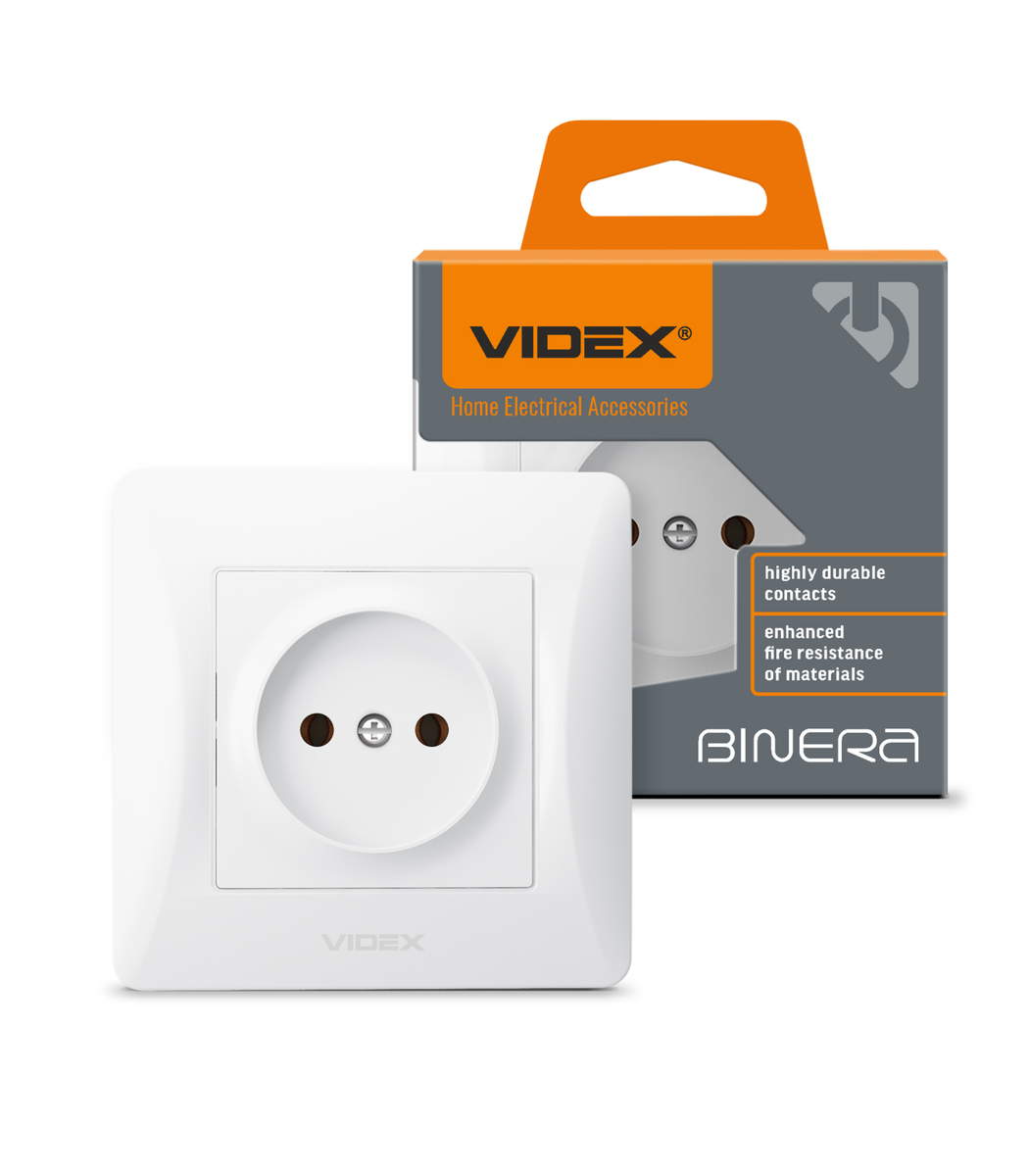 videx-vf-bnsk1-w-1 Розетка одинарная белая VIDEX BINERA (VF-BNSK1-W) — изображение 1