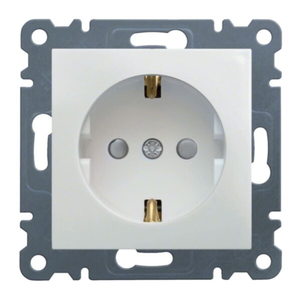 Розетка с заземлением и защитными шторками Hager Lumina Белая (WL1060)