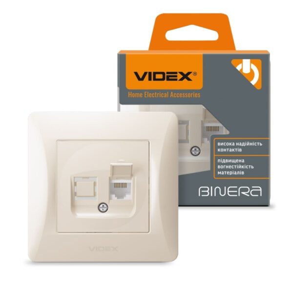 Розетка одинарная CAT6 компьютерная (PC) Крем VIDEX BINERA (VF-BNSK1PC6-CR)