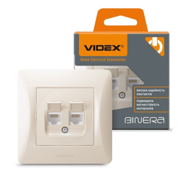 Розетка двойная CAT6 компьютерная(PC) Крем VIDEX BINERA (VF-BNSK2PC6-CR)