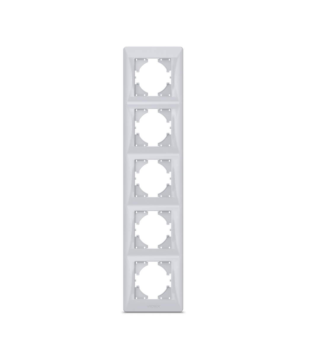 videx-vf-bnfr5-v-ss-1 Рамка 5-я вертикальная Серебряный шёлк VIDEX BINERA (VF-BNFR5V-SS) — изображение 1