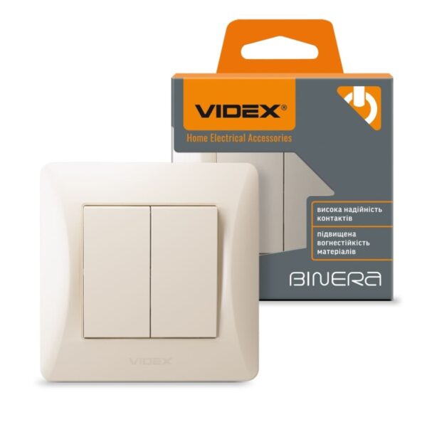 Выключатель двойной Крем VIDEX BINERA (VF-BNSW2-CR)