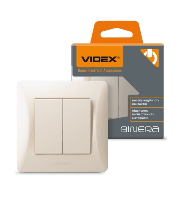 Выключатель двойной Крем VIDEX BINERA (VF-BNSW2-CR)